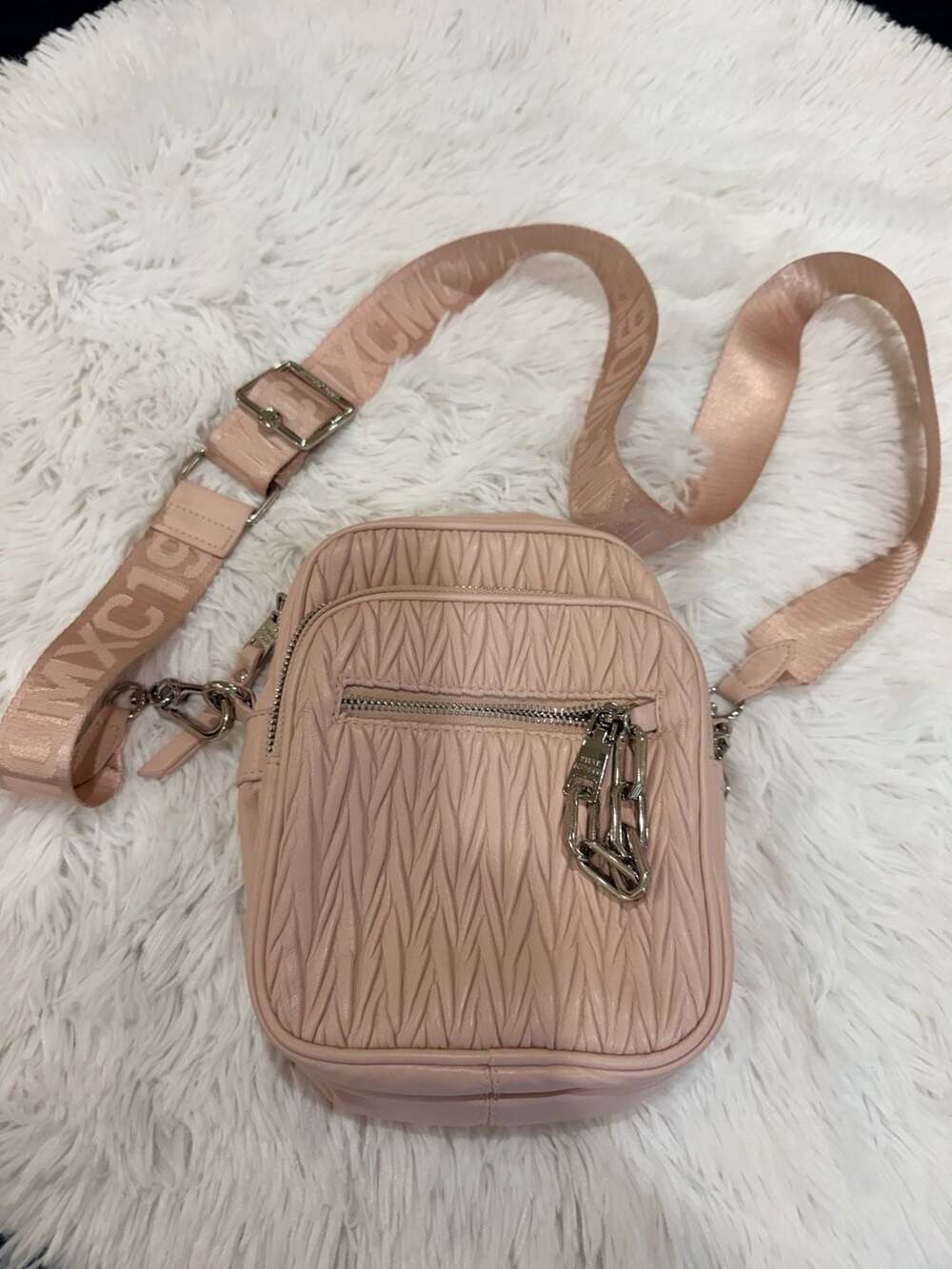 Steve Madden Damien Matelasse Crossbody Bag Pink